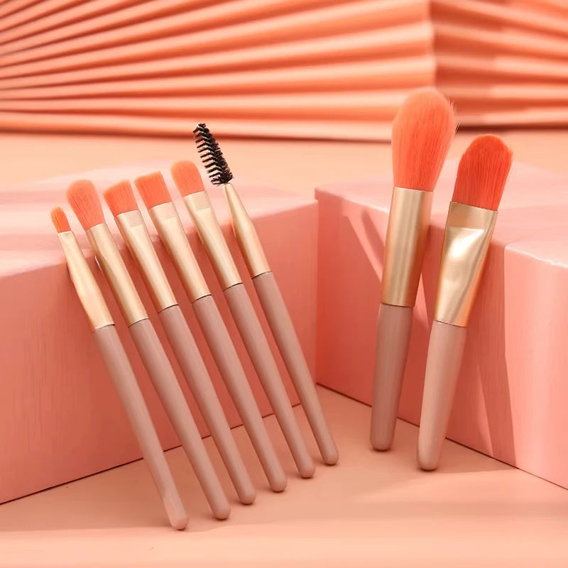 8-Piece Mini Soft and Fluffy Makeup Brush Set, Perfect for Makeup Beginners, Used for Foundation, Blush, and Eyeshadow to Create