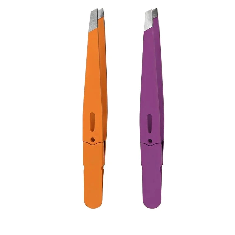 Eyebrow Tweezer Colorful Hair Beauty Fine Hairs Puller Stainless Steel Slanted Eye Brow Clips Removal Makeup Tools