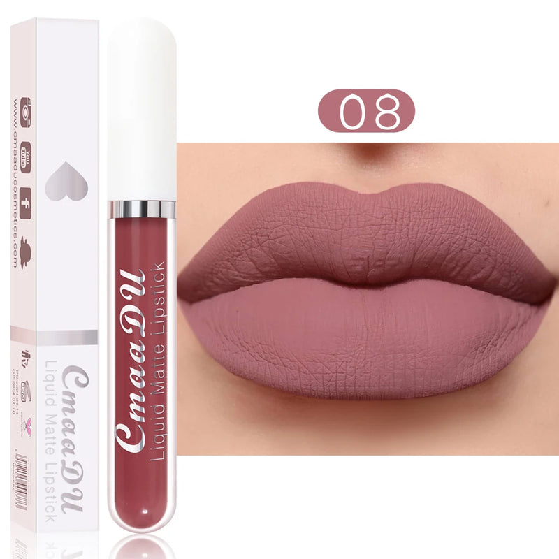 CmaaDu 1 Pcs Matte Lip Gloss Liquid Lipstick- Lip Stains with Long-Lasting Waterproof,  Adult Age Range, Red Tones Easy to Color
