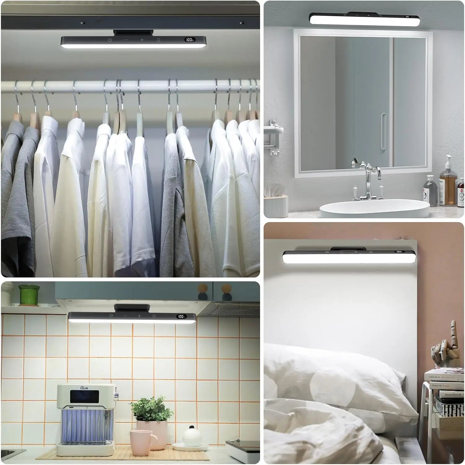 WILLED 5W Dimmable Night Light 3 Colors Adjustable Makeup Light with 2500mAh Rechargeable Under Cabinet for Closet Bedside Desk