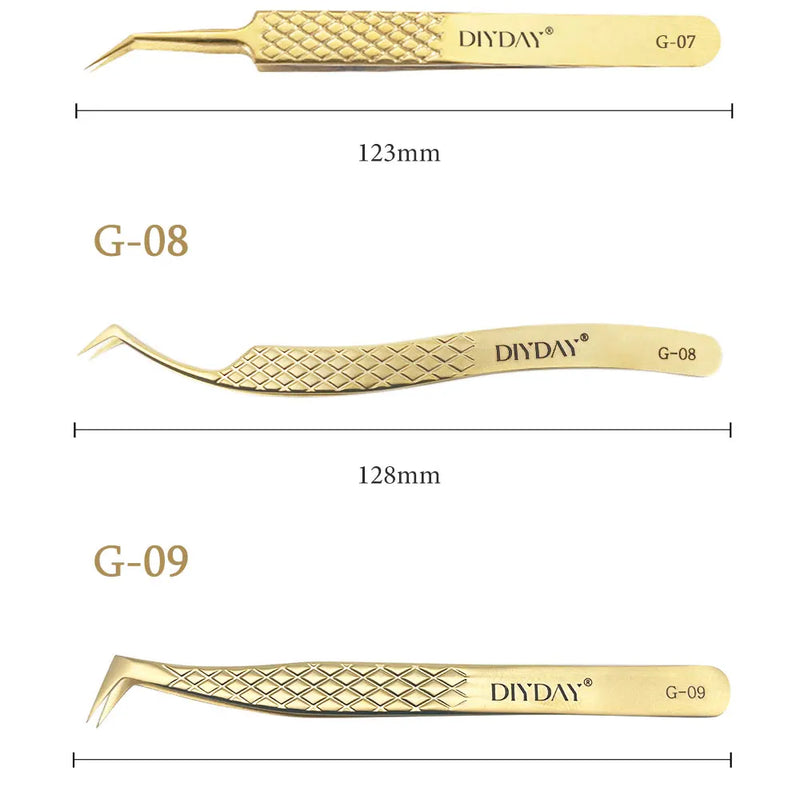 DIYDAY Anti-slip Eyelash Extension Tweezers Stainless Steel Fiber Tip Lashe Tweezer Precision Makeup Tool for Professional Use