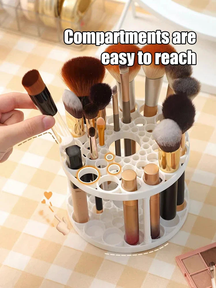45-Hole Rotating Makeup Brush Stand – Keep Brushes Visible & Within Reach, Beauty Storage Organizer