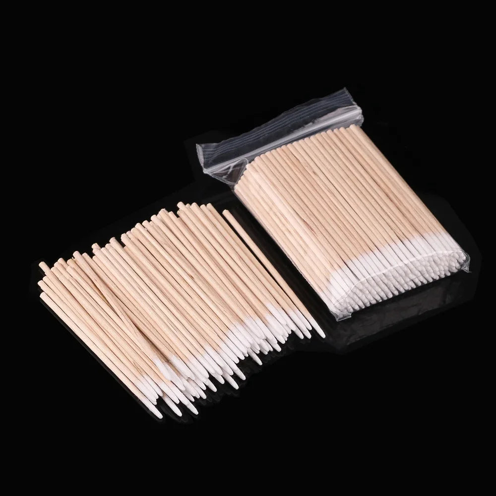 500/100/300pcs Disposable Wooden Micro Bud Swabs Lint Free Eyelash Extension Glue Removing Tools Makeup Mini Brush