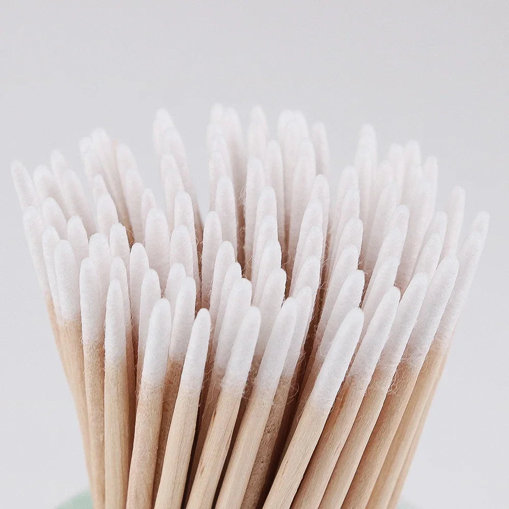500/100/300pcs Disposable Wooden Micro Bud Swabs Lint Free Eyelash Extension Glue Removing Tools Makeup Mini Brush