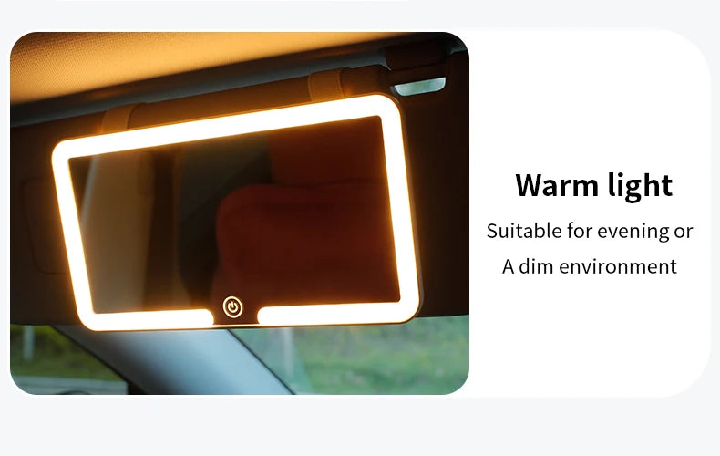 Car Interior Mirrors Sun Visor Plate LED HD Makeup Mirror for Girls Women Rechargeable Fill Light Universal Thin Vanity Mirror