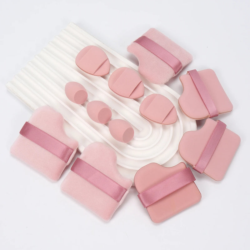 12-Piece All-Purpose Makeup Sponge Set, Made of 3 Loose Powder Puffs, 3 Mini Air Cushion Puffs, 3 Beauty Eggs and 3 Mini Beauty