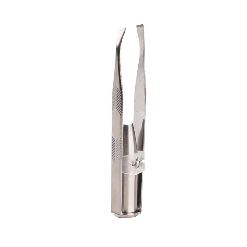 Stainless Steel Eyebrow Clip with LED Light Professional Lighted Eyebrow Tweezers Eyelash Brow Hair Removal Clamp Makeup Tools