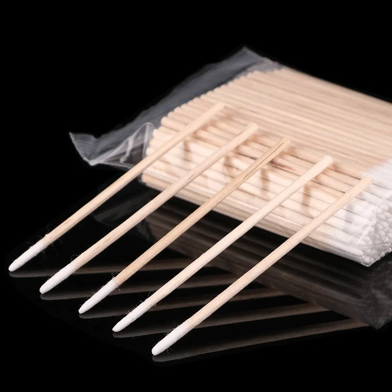 500/100/300pcs Disposable Wooden Micro Bud Swabs Lint Free Eyelash Extension Glue Removing Tools Makeup Mini Brush