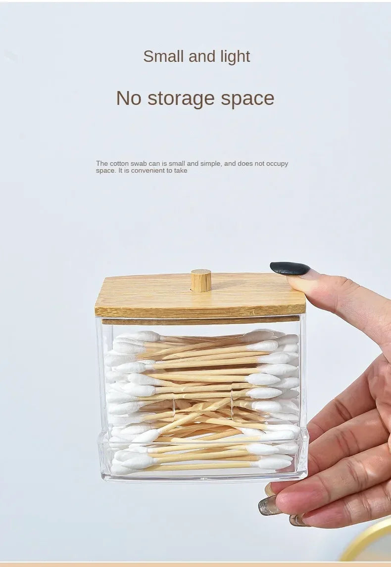 Cotton Swab Storage Box Can Be Stacked with Portable Transparent Household Cosmetic Container Square Organizer Box