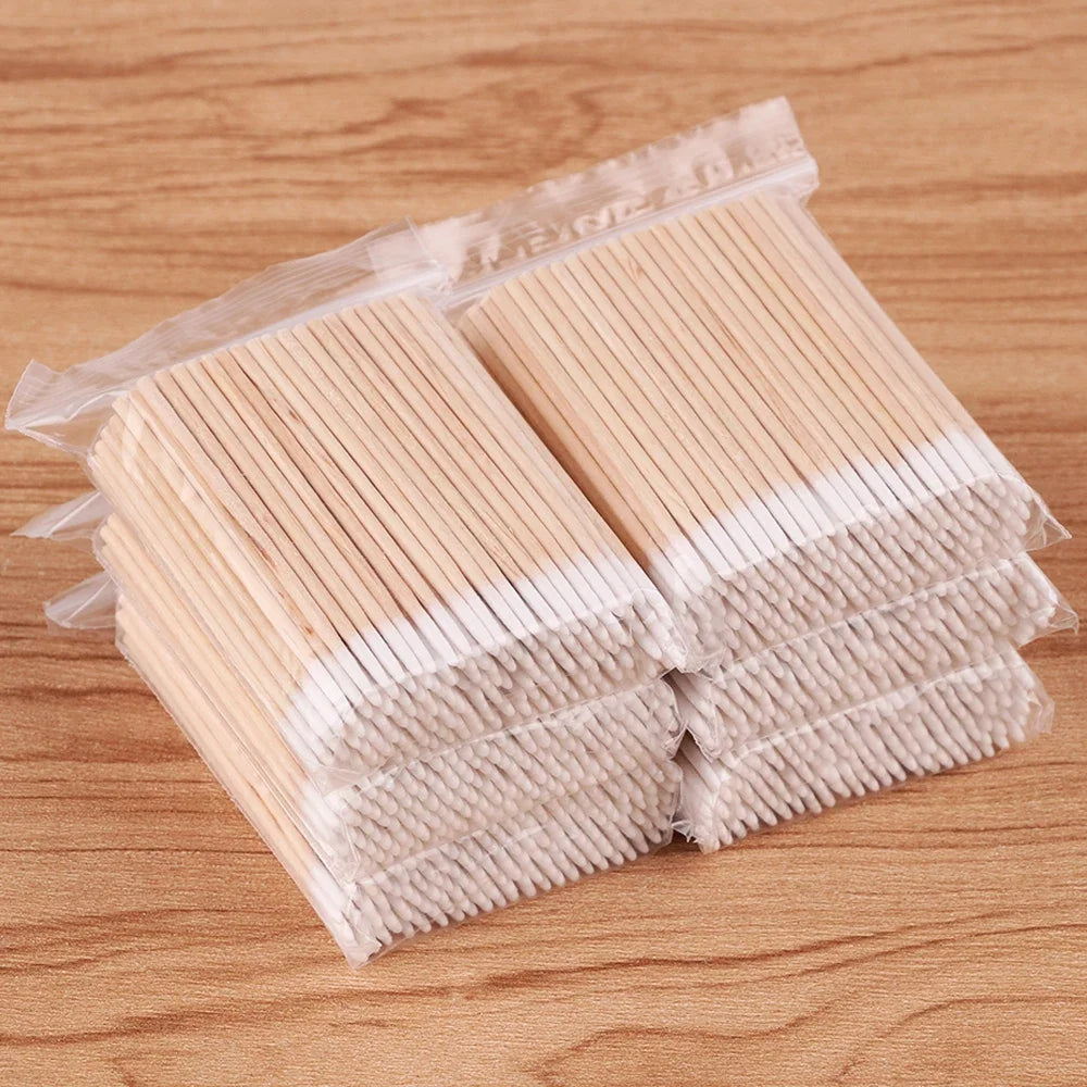 500/100/300pcs Disposable Wooden Micro Bud Swabs Lint Free Eyelash Extension Glue Removing Tools Makeup Mini Brush