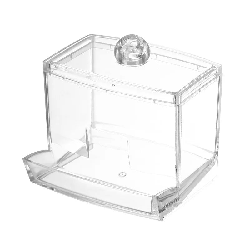 Cotton Swab Storage Box Can Be Stacked with Portable Transparent Household Cosmetic Container Square Organizer Box