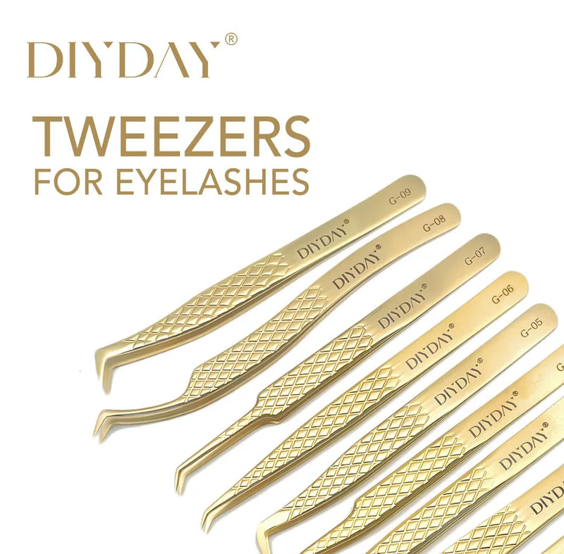 DIYDAY Anti-slip Eyelash Extension Tweezers Stainless Steel Fiber Tip Lashe Tweezer Precision Makeup Tool for Professional Use