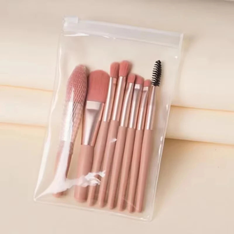 8-Piece Mini Soft and Fluffy Makeup Brush Set, Perfect for Makeup Beginners, Used for Foundation, Blush, and Eyeshadow to Create