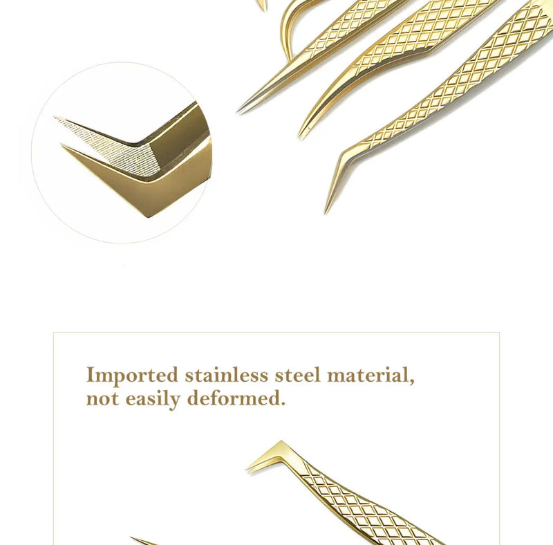 DIYDAY Anti-slip Eyelash Extension Tweezers Stainless Steel Fiber Tip Lashe Tweezer Precision Makeup Tool for Professional Use