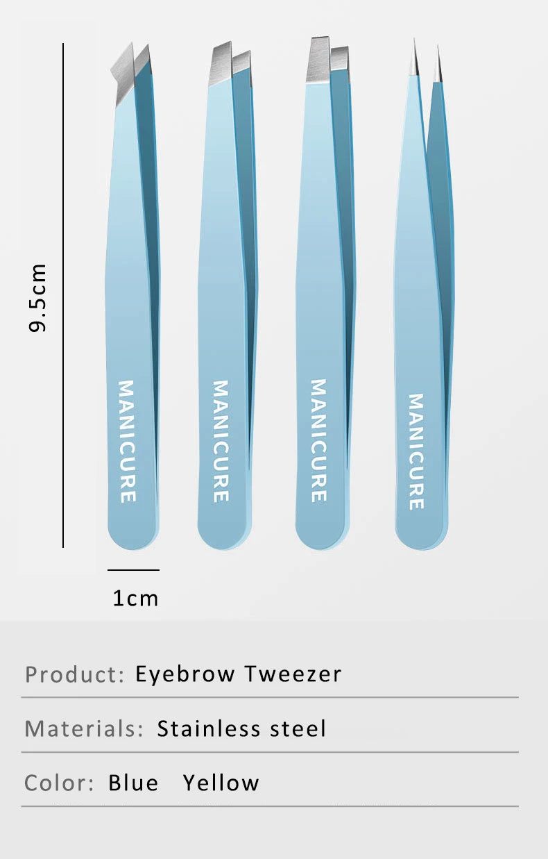 Eyebrow Tweezer Colorful Hair Beauty Fine Hairs Puller Stainless Steel Slanted Eye Brow Clips Removal Makeup Tools
