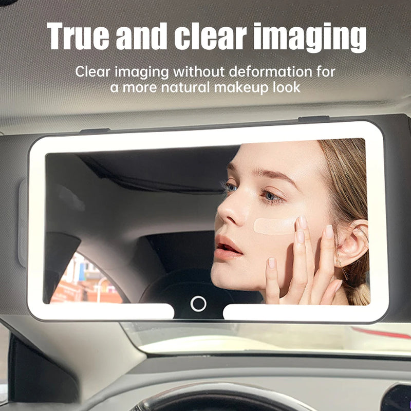 Car Interior Mirrors Sun Visor Plate LED HD Makeup Mirror for Girls Women Rechargeable Fill Light Universal Thin Vanity Mirror
