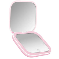 2X magnifying Compact Vanity Makeup Mirror with Lights Travel Mini Folding Portable Handheld Pocket LED Cosmetic Mirror for Gift