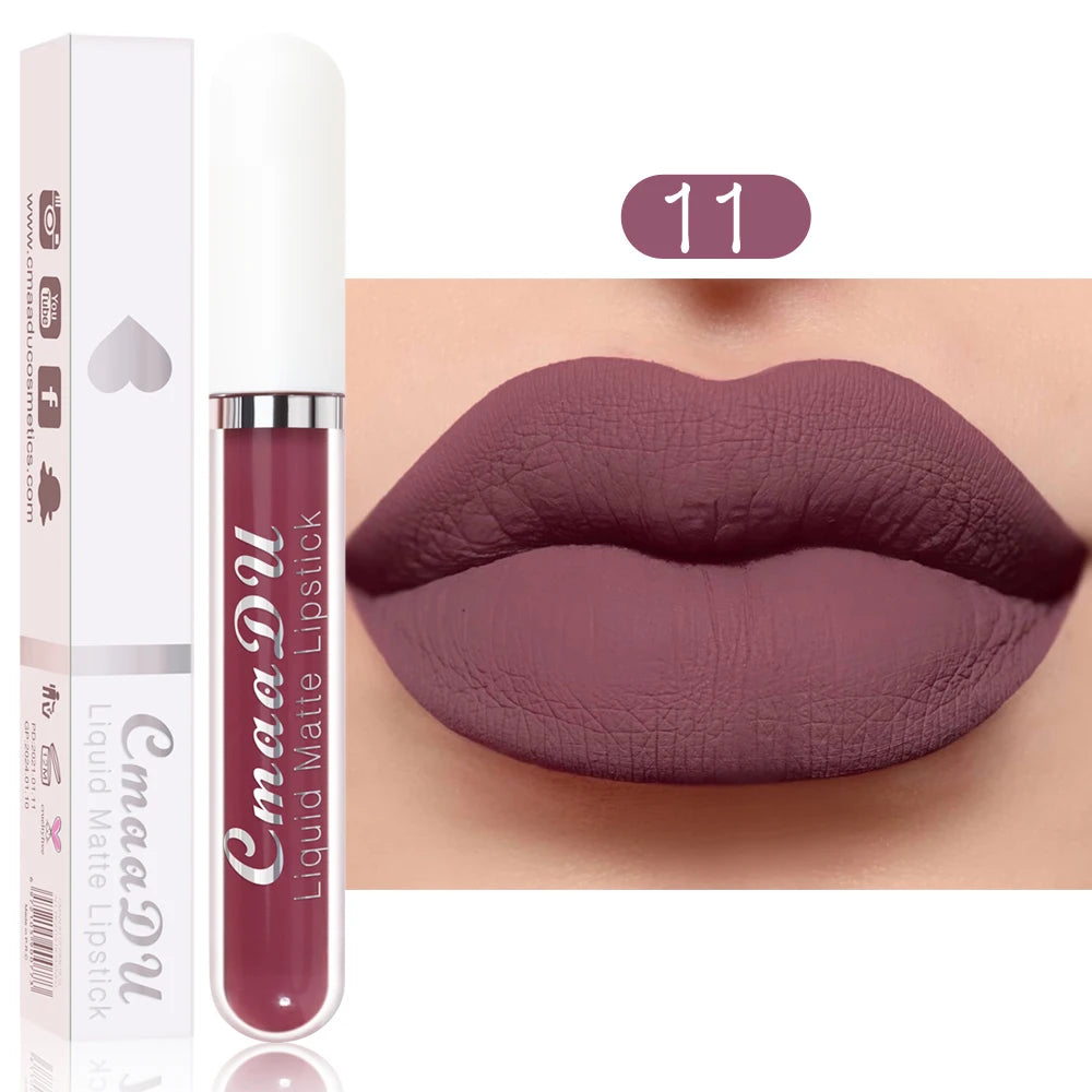 CmaaDu 1 Pcs Matte Lip Gloss Liquid Lipstick- Lip Stains with Long-Lasting Waterproof,  Adult Age Range, Red Tones Easy to Color