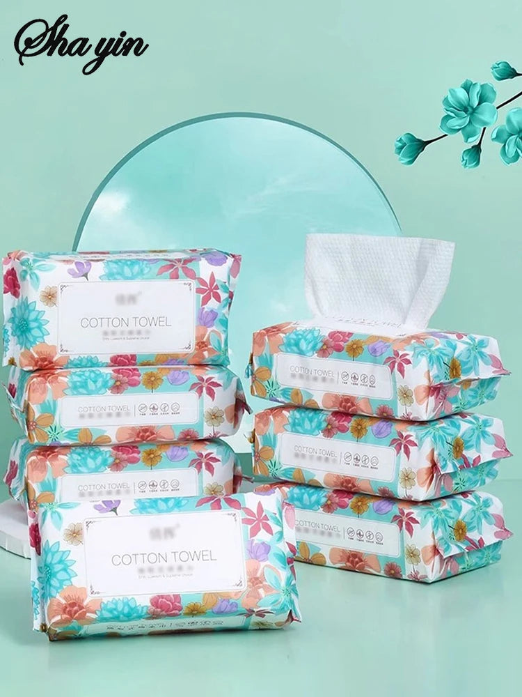 Flower face towel, pure cotton disposable face towel, thickened makeup remover pad, soft cleansing pad, face towel Facial makeup