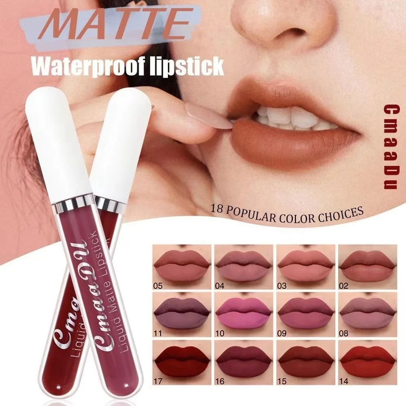 CmaaDu 1 Pcs Matte Lip Gloss Liquid Lipstick- Lip Stains with Long-Lasting Waterproof,  Adult Age Range, Red Tones Easy to Color