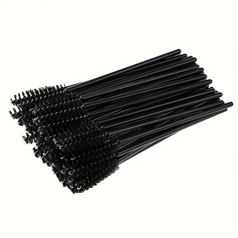 50pcs disposable eyelash brush, grafting eyelash, portable eyelash curler, eyelash comb, colored brush, eyelash full makeup brus