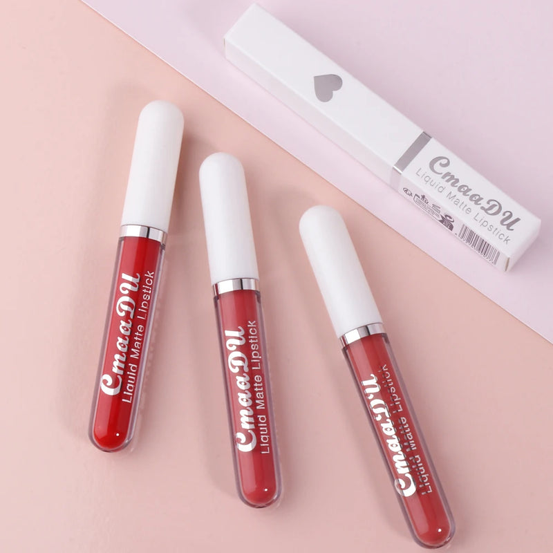 CmaaDu 1 Pcs Matte Lip Gloss Liquid Lipstick- Lip Stains with Long-Lasting Waterproof,  Adult Age Range, Red Tones Easy to Color
